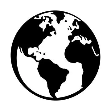 Globe black vector icon on white background Stock Illustration