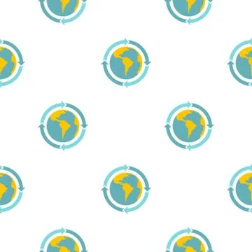 Globe with blue arrows pattern flat Stock Illustration