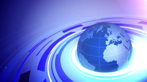 Globe on blue business background. Video stock 43740160