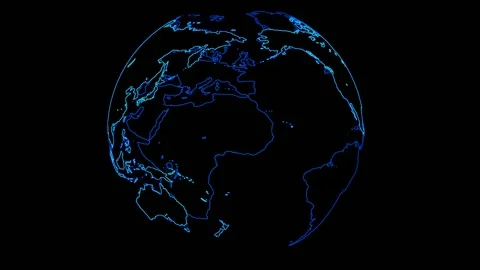 Globe Blue Outline Stock Footage 144661127
