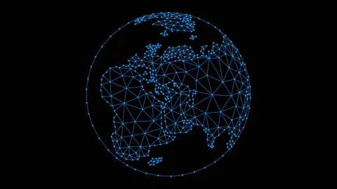 Globe from blue polygonal lines and dots Stock Footage 218382762