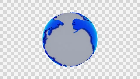 Globe Blue Transparent Background Loop Stock Footage 346311887