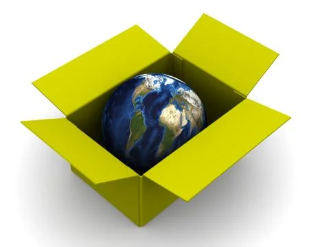 The globe in the box Illustrazione stock