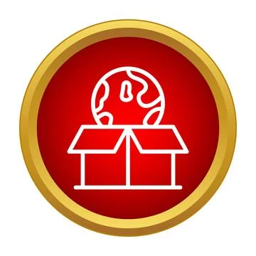 Globe in box representing global shipping and logistics Stock Illustration