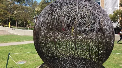 The Globe; brazed copper rods structure at International Square. Stock Footage 258569210