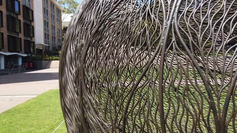 The Globe; brazed copper rods structure at International Square. Stock Footage 258646401