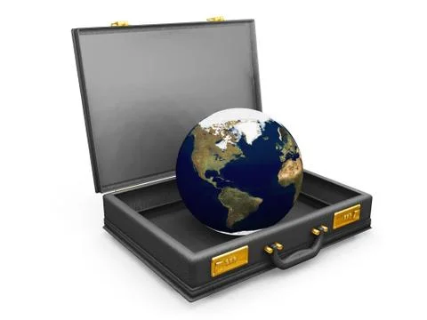 Globe in briefcase Stock Illustration