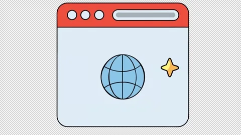 Globe in a browser window. Internet browser animation. Cartoon Stock Footage 325420943
