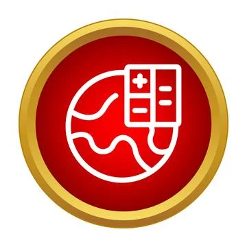 Globe with calculator for global financial calculation icon Stock Illustration