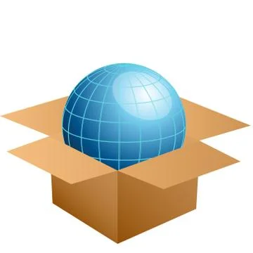 Globe in cardboard box Stock Illustration
