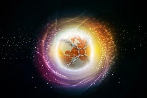 Globe with chain Stock Illustration