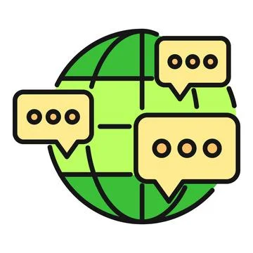 Globe with chat bubbles global communication network 스톡 일러스트