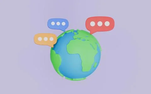 Globe chat bubbles icon, Message bubble social media for website app Stock Illustration