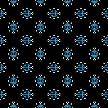 Globe with Circles vector concept line dark seamless pattern 스톡 일러스트