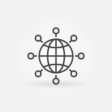 Globe with Circles vector concept Science outline icon Stock Illustration