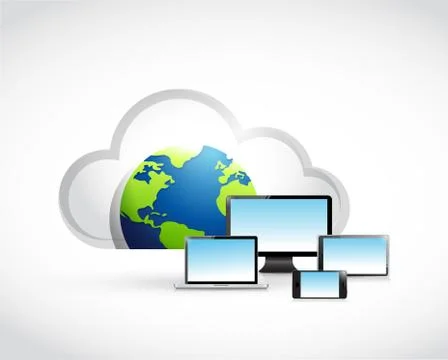Globe, cloud and electronics illustration design イラスト素材