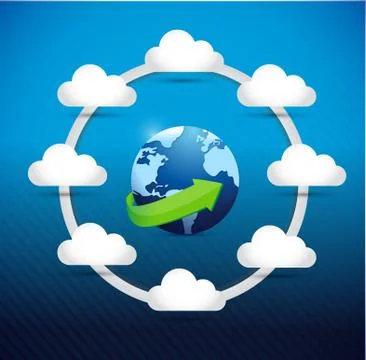 Globe cloud computing network diagram concept Stock Illustration