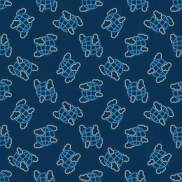 Globe with Clouds vector concept line seamless pattern Illustrazione stock