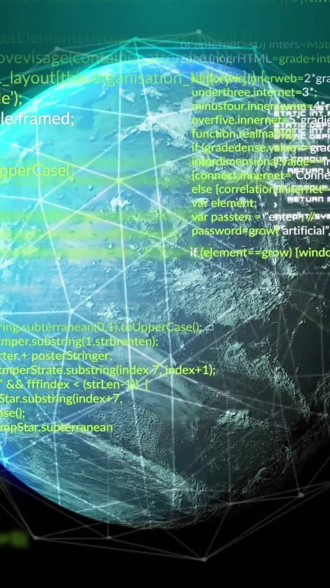 Globe with coding and data processing animation over dark background Stock Footage 344331997