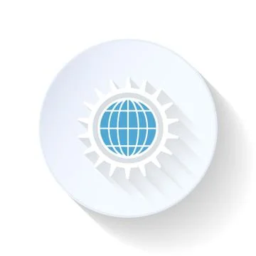 Globe in cogwheel  flat icon Stock Illustration
