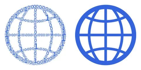 Globe Collage of Binary Digits Illustrazione stock