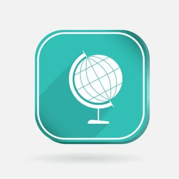 Globe. color square icon Stock Illustration