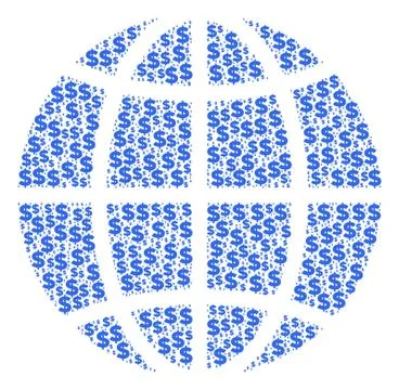 Globe Composition of Dollar and Dots Stock Illustration