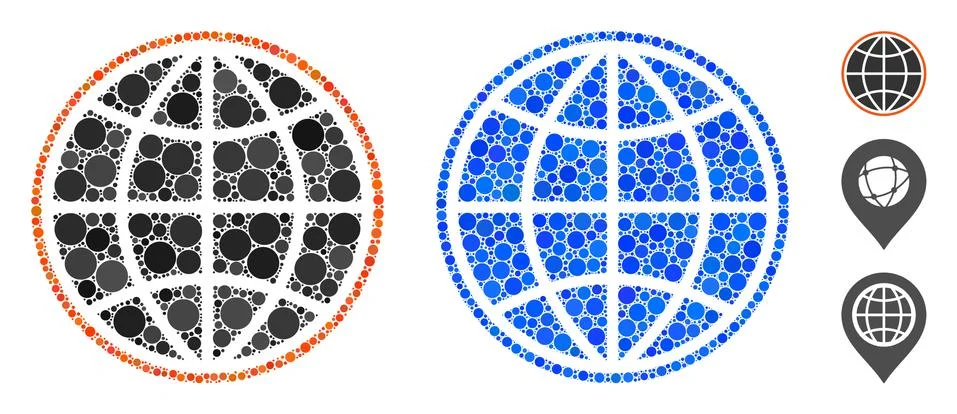 Globe Composition Icon of Round Dots Stock Illustration