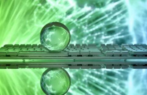 Globe with Computer Keyboard with technology background.. Foto stock