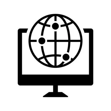 Globe Computer Logo Icon . Stock Illustration