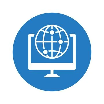 Globe Computer Logo Icon . Stock Illustration