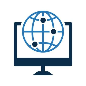 Globe Computer Logo Icon . Stock Illustration