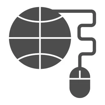 Globe with computer mouse solid icon. Planet and mouse vector illustration Stock Illustration