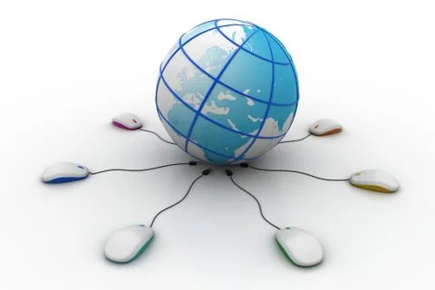 Globe connect with mouse 库存插图