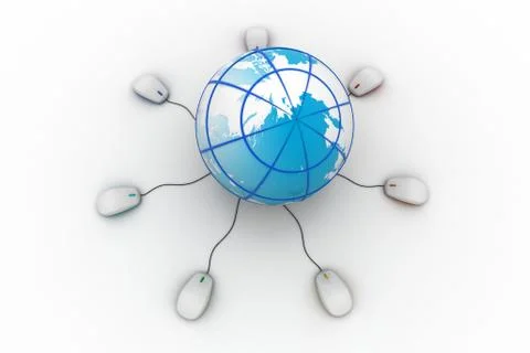 Globe connect with mouse Stock Illustration