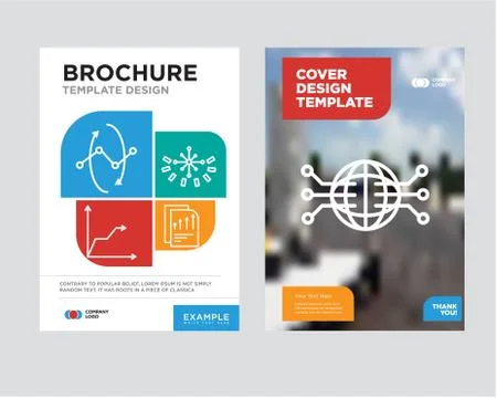 Globe Connected Circuit brochure flyer design template Illustrazione stock
