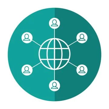 Globe connected community communication shadow Stock Illustration