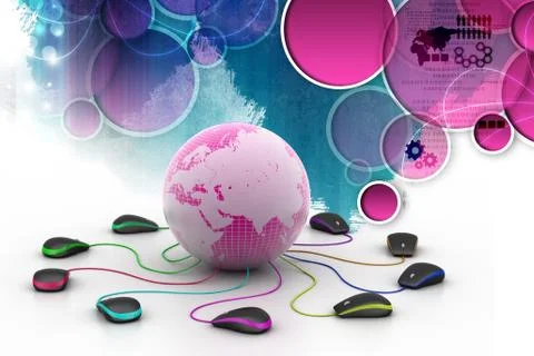 Globe connecting with computer mouse Stock Illustration