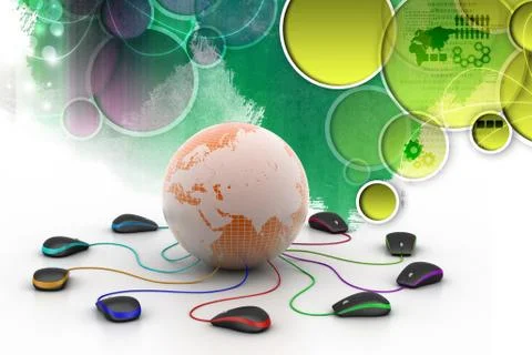 Globe connecting with computer mouse Stock Illustration