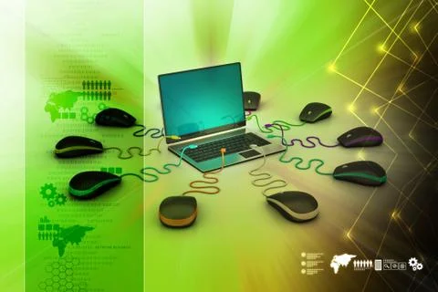 Globe connecting with computer mouse Stock Illustration