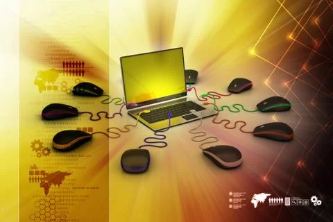 Globe connecting with computer mouse Stock Illustration