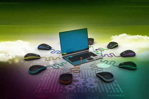 Globe connecting with computer mouse Stock Illustration