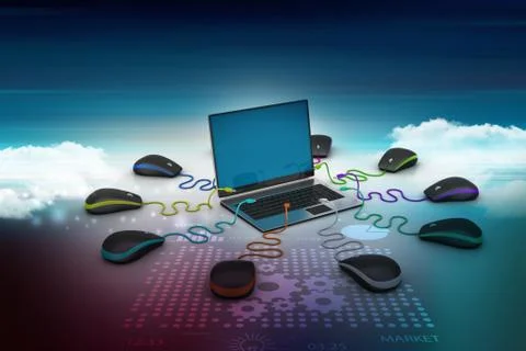 Globe connecting with computer mouse Stock Illustration