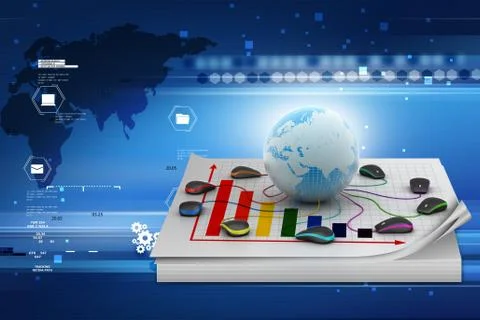 Globe connecting with computer mouse Illustrazione stock