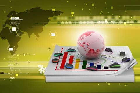 Globe connecting with computer mouse Stock Illustration