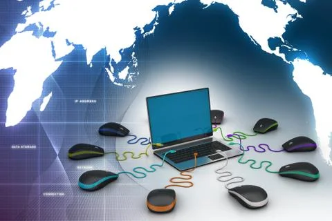 Globe connecting with computer mouse Stock Illustration