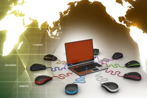 Globe connecting with computer mouse Stock Illustration