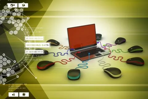 Globe connecting with computer mouse Stock Illustration