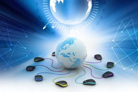Globe connecting with computer mouse Stock Illustration