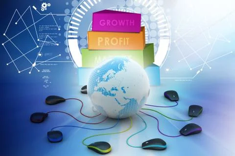 Globe connecting with computer mouse Stock Illustration